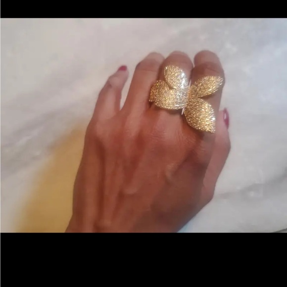 Beautiful Moissanite Gold Butterfly Ring - Adjustable - Picture 3 of 15